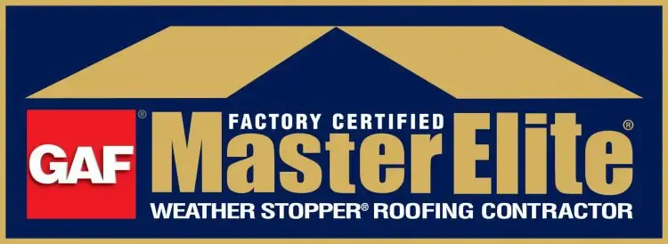 The logo badge for a GAF Master Elite Gold certified contractor.